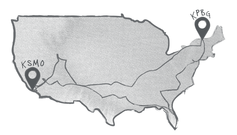 A sketch of the US with a path on it